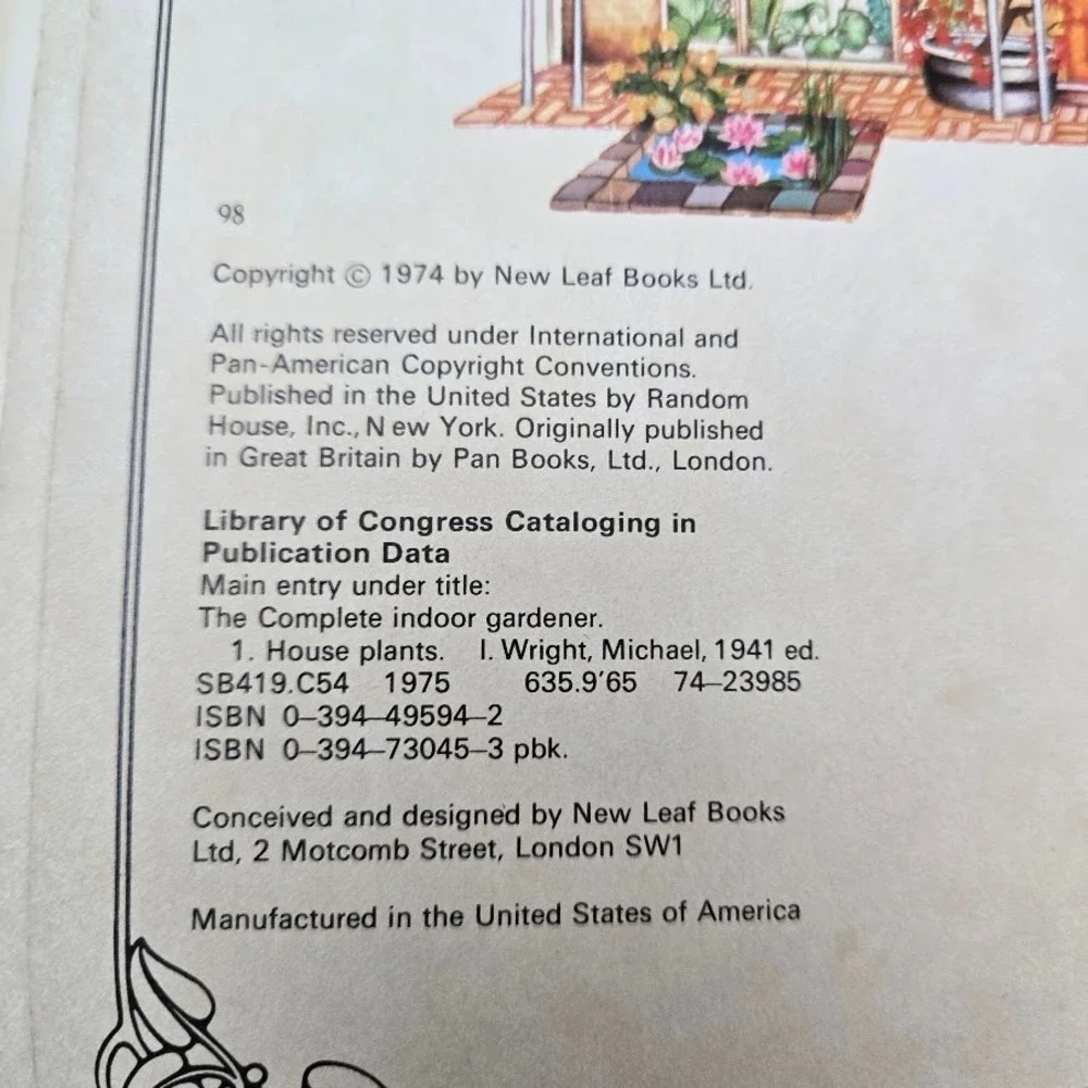 The Complete Indoor‎ Gardener by Michael Wright 1974 Gardening Book